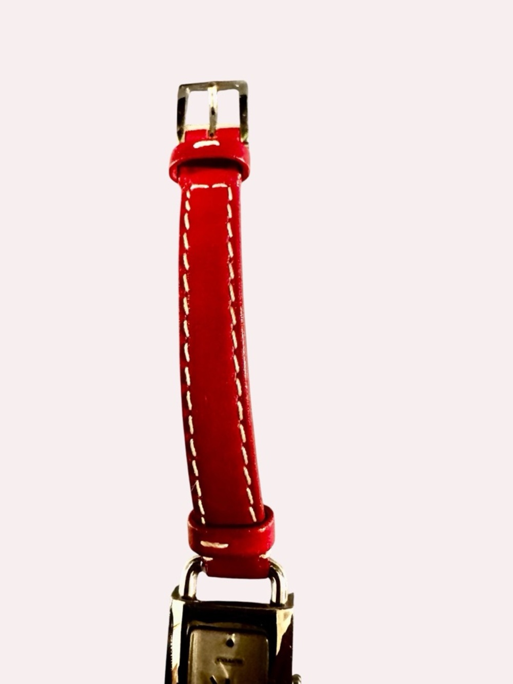 Coach Red Leather Slim Strap Rectangular Watch - Picture 7 of 10